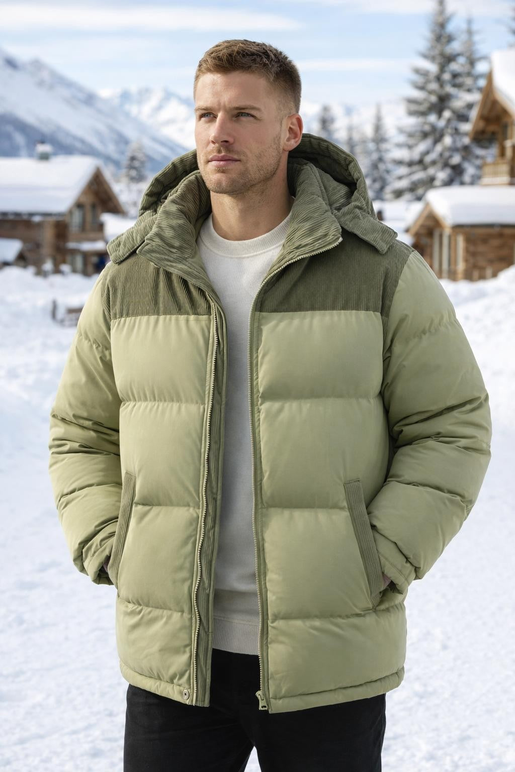 William | Men's Colorblock Winter Parka with Hood
