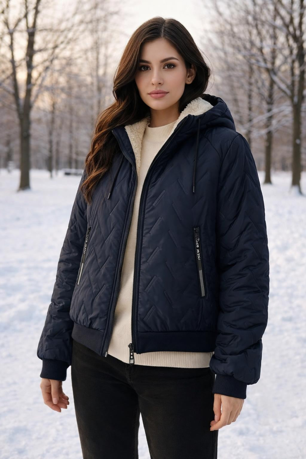 Quilted Winter Jacket with Lamb Fleece - lifestyle 2