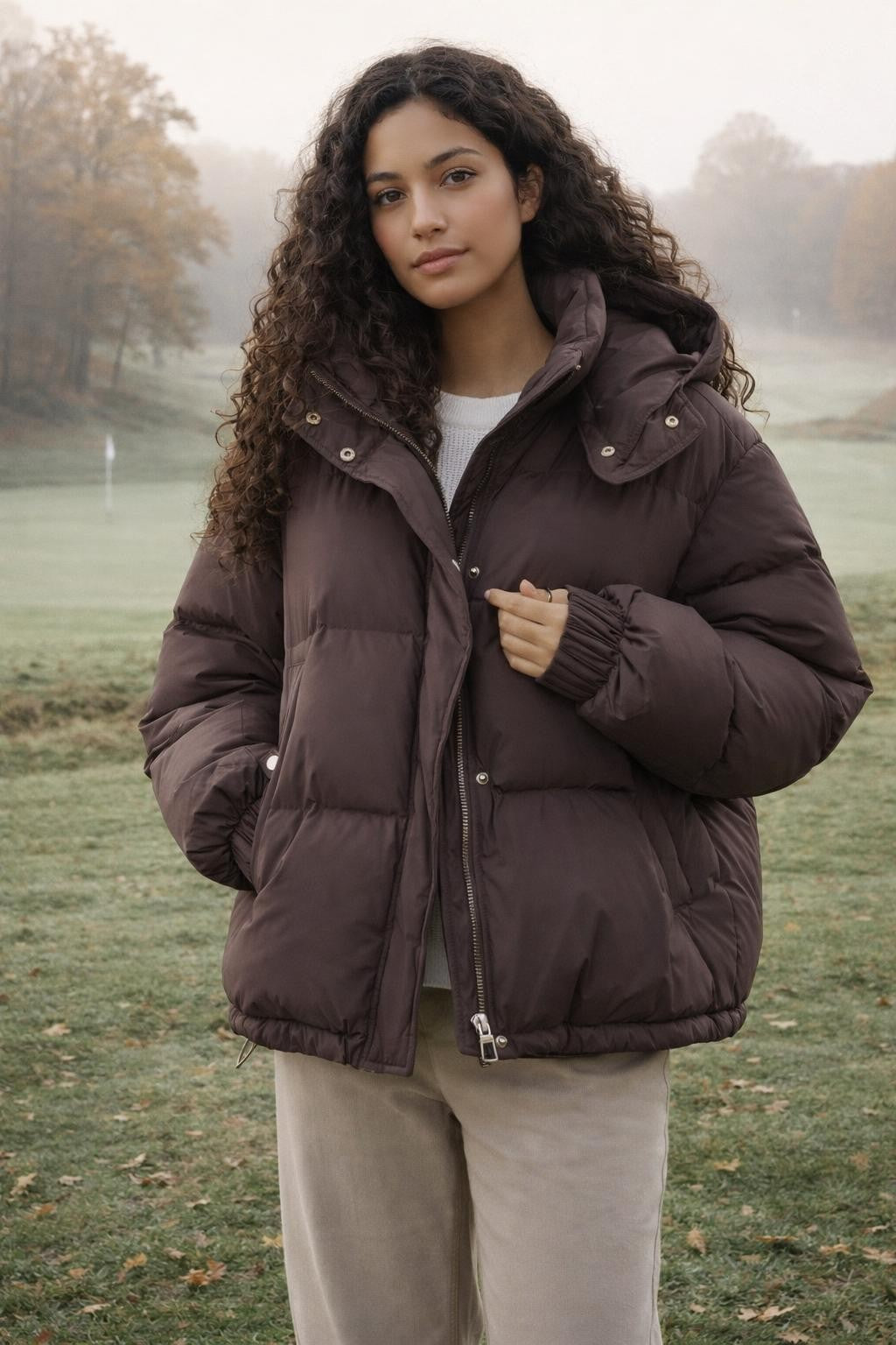 Coffee-Tone Quilted Relaxed Jacket - lifestyle 2