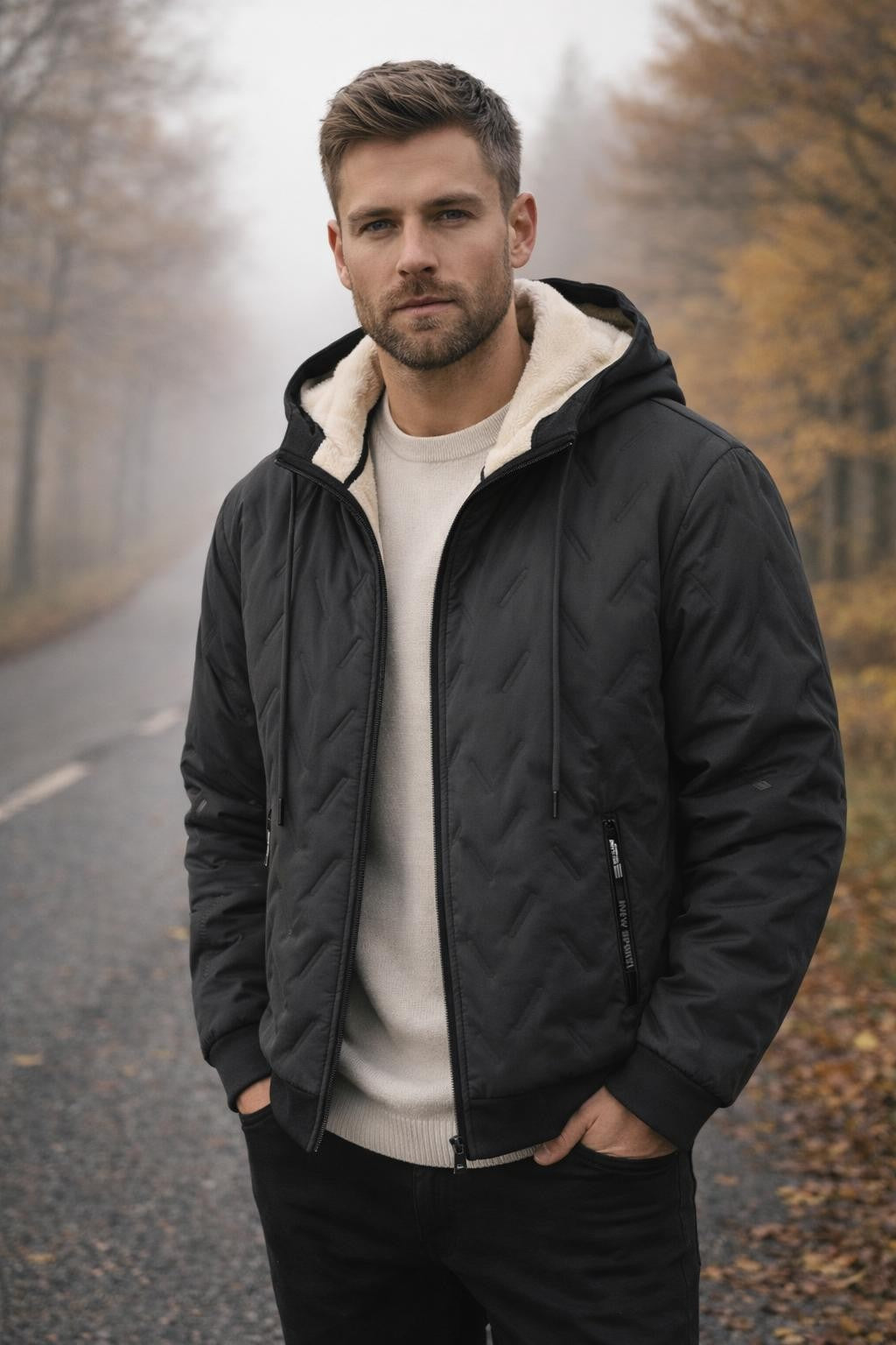 Men's Padded Winter Jacket with Zipper - lifestyle 2