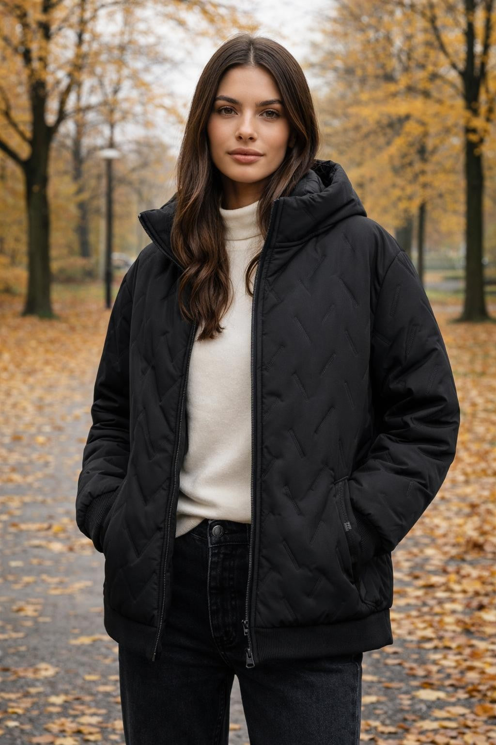 Lightweight Fleece-Lined Jacket with Stand Collar - lifestyle 2