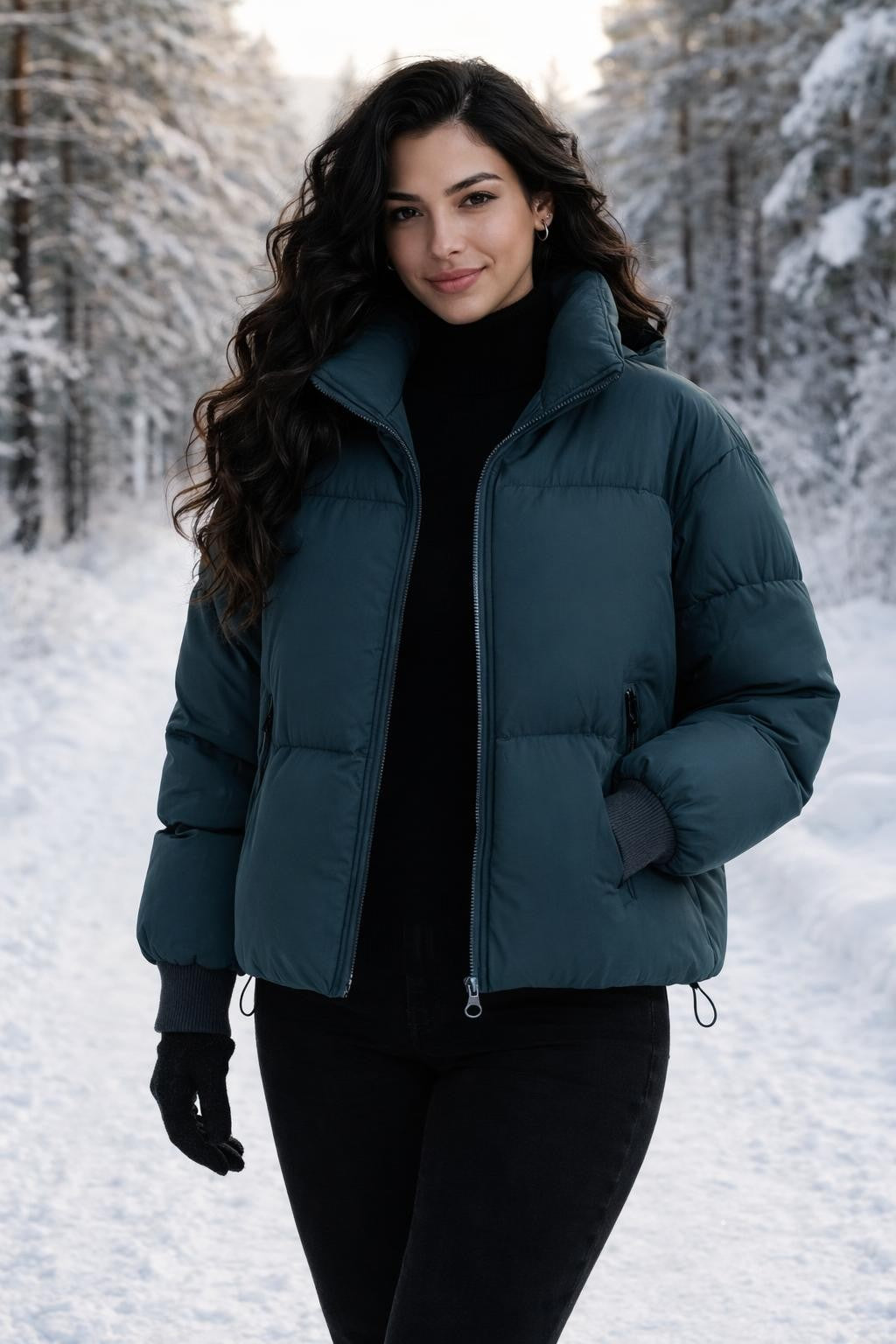 Padded Winter Jacket with Stand Collar - lifestyle 2