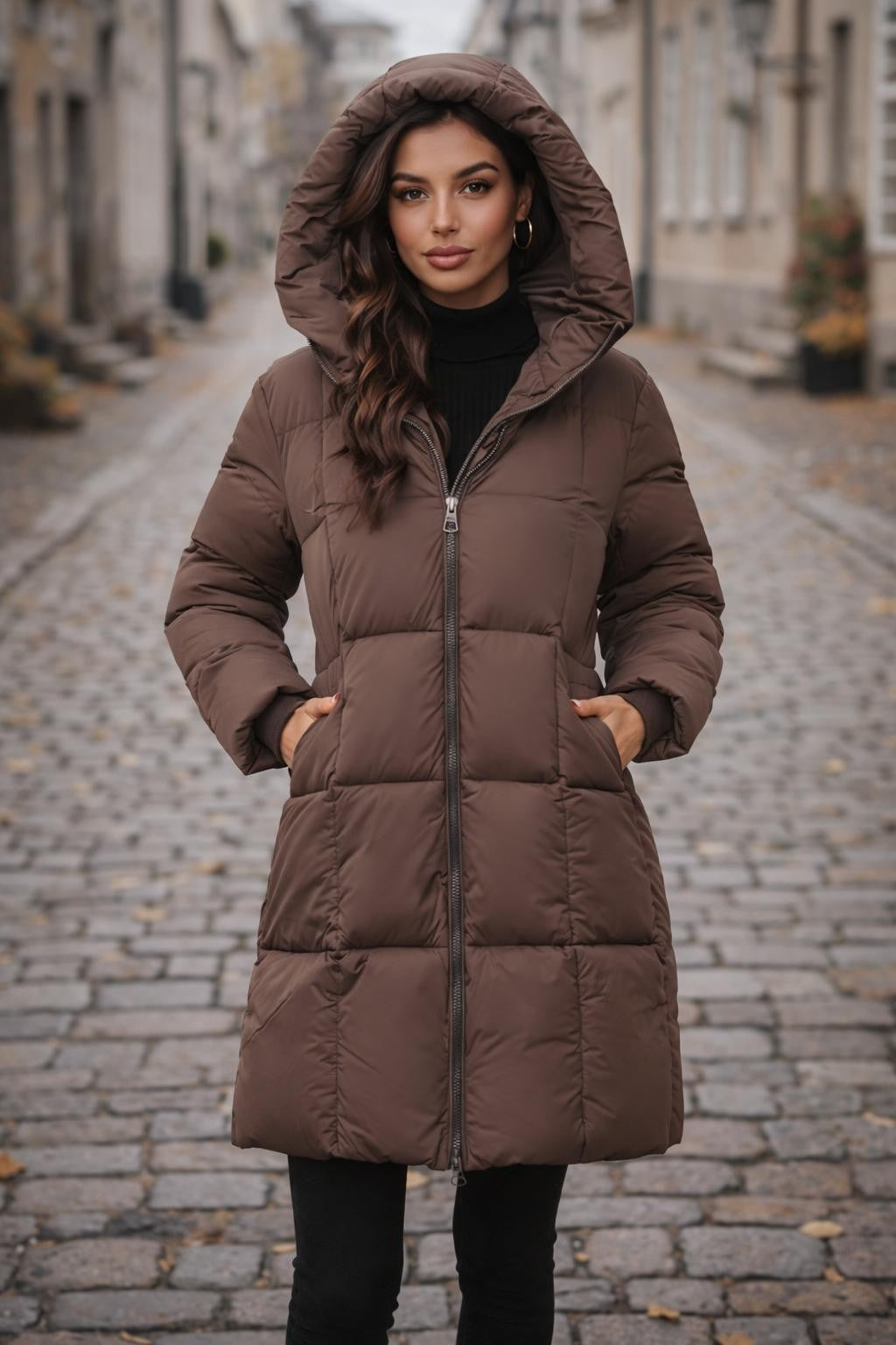 Mid-Length Quilted Coffee Jacket - lifestyle 2