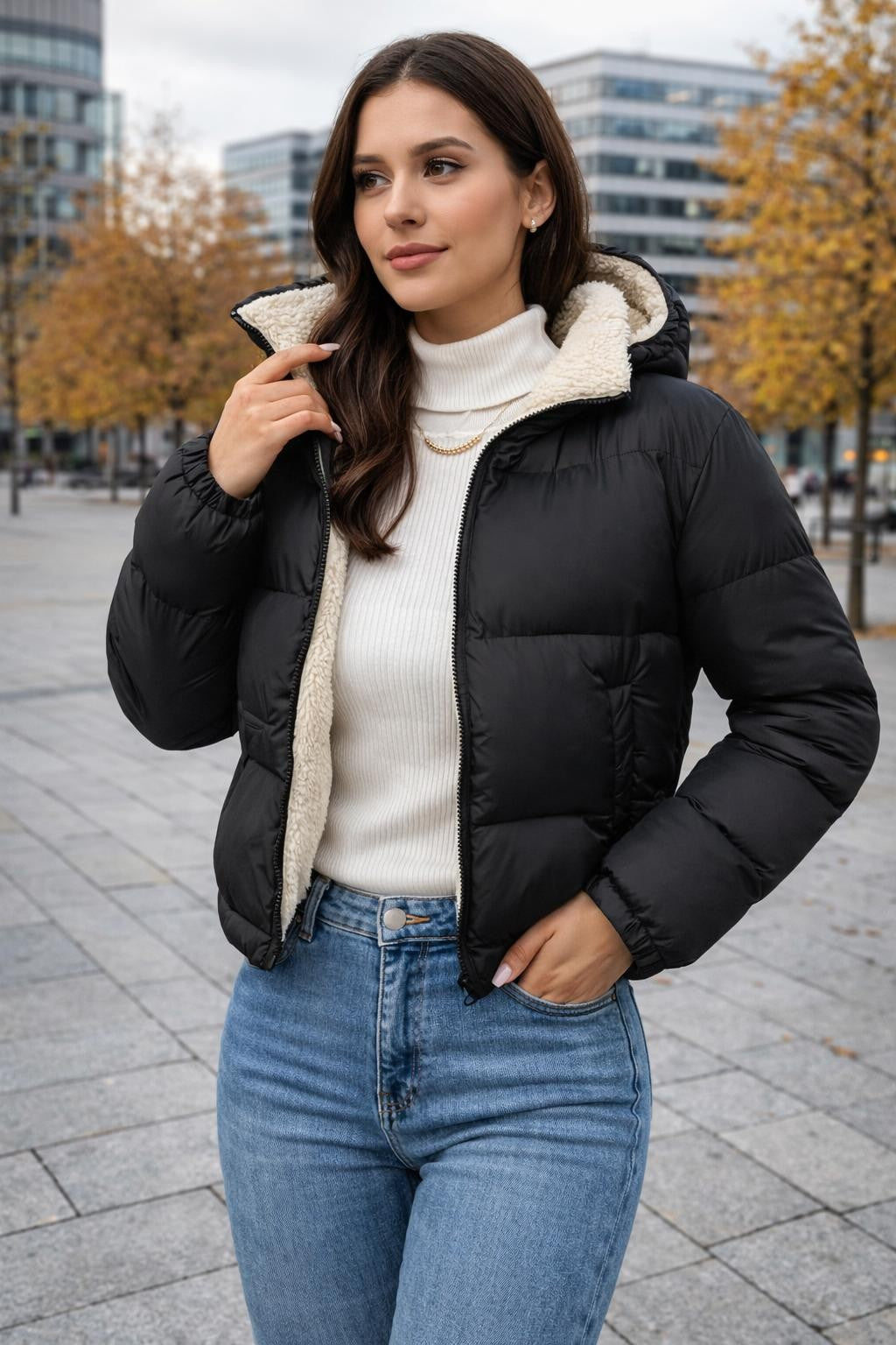Long Sleeve Black Minimalist Jacket - lifestyle 2