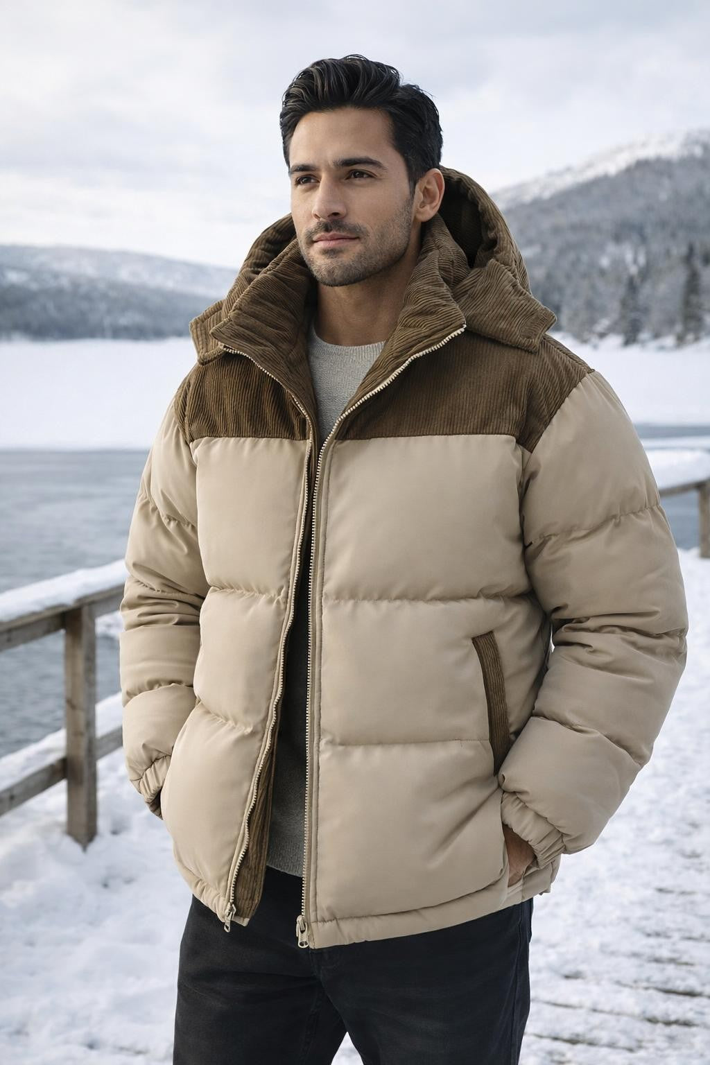 Thick Contrast Zip-Up Jacket - lifestyle 2