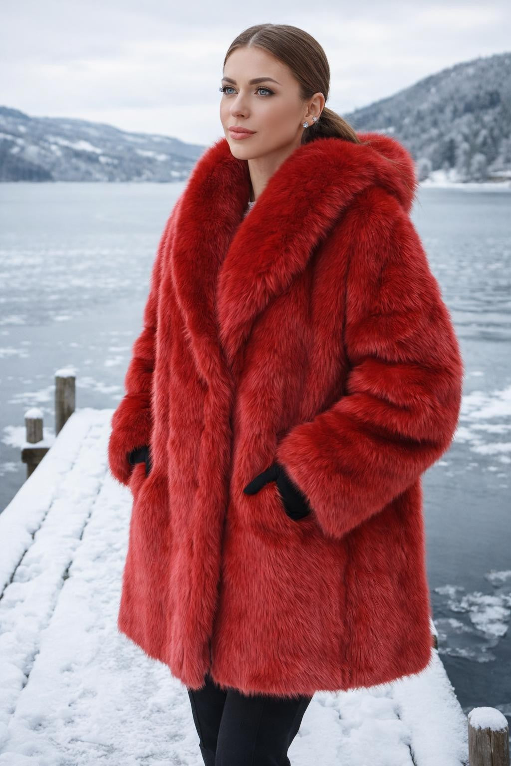 Mid-Length Coat with Shawl Collar - lifestyle 2