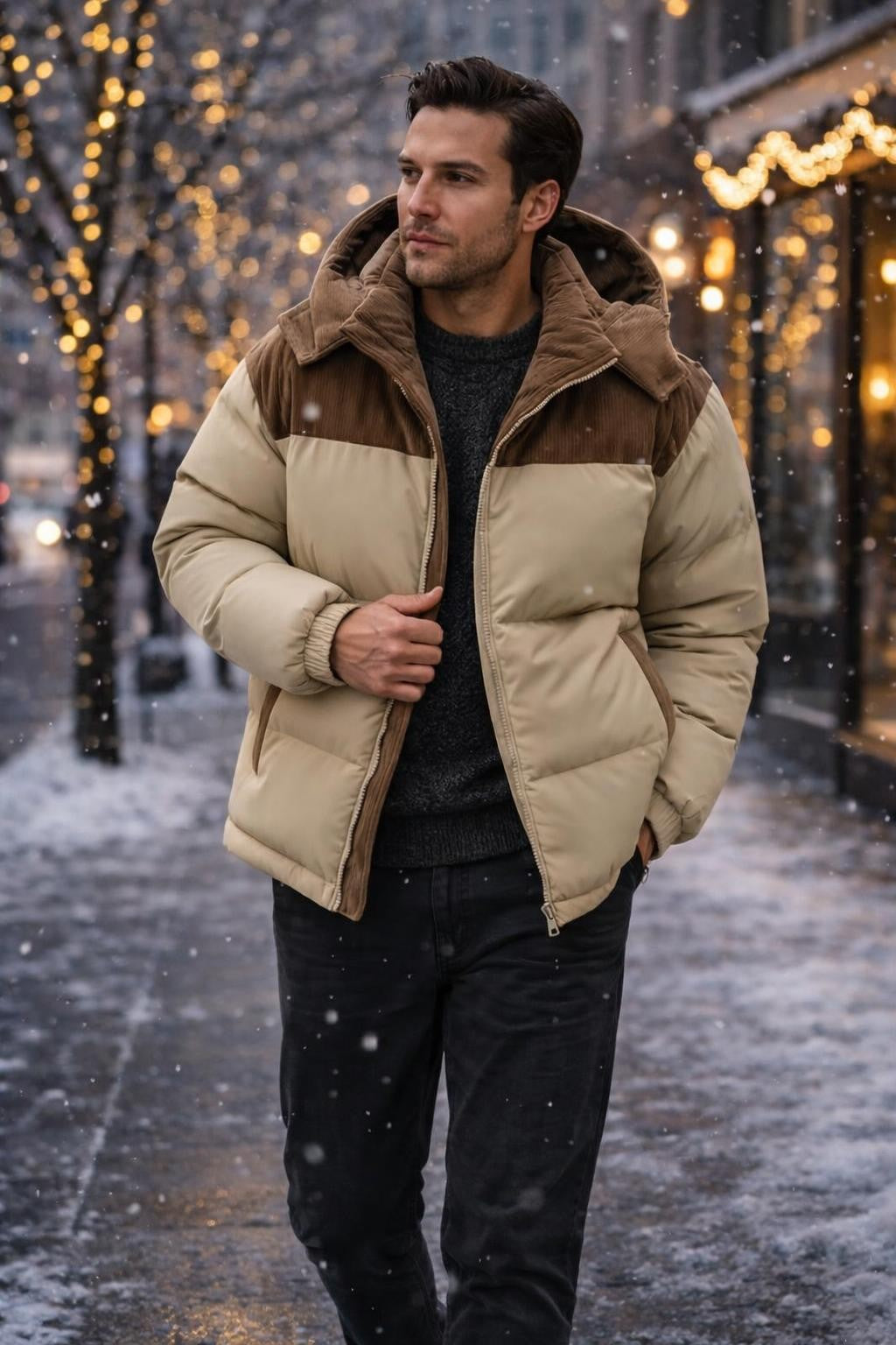 Men's Warm Zip-Up Winter Jacket - lifestyle 2