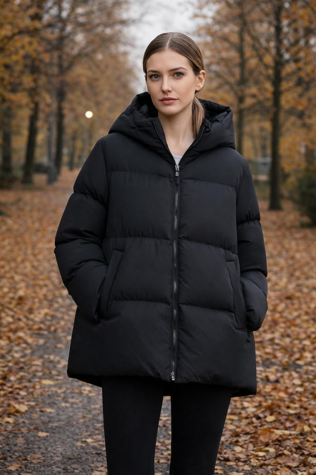 Geometric Zip-Up Hooded Casual Jacket - lifestyle 2