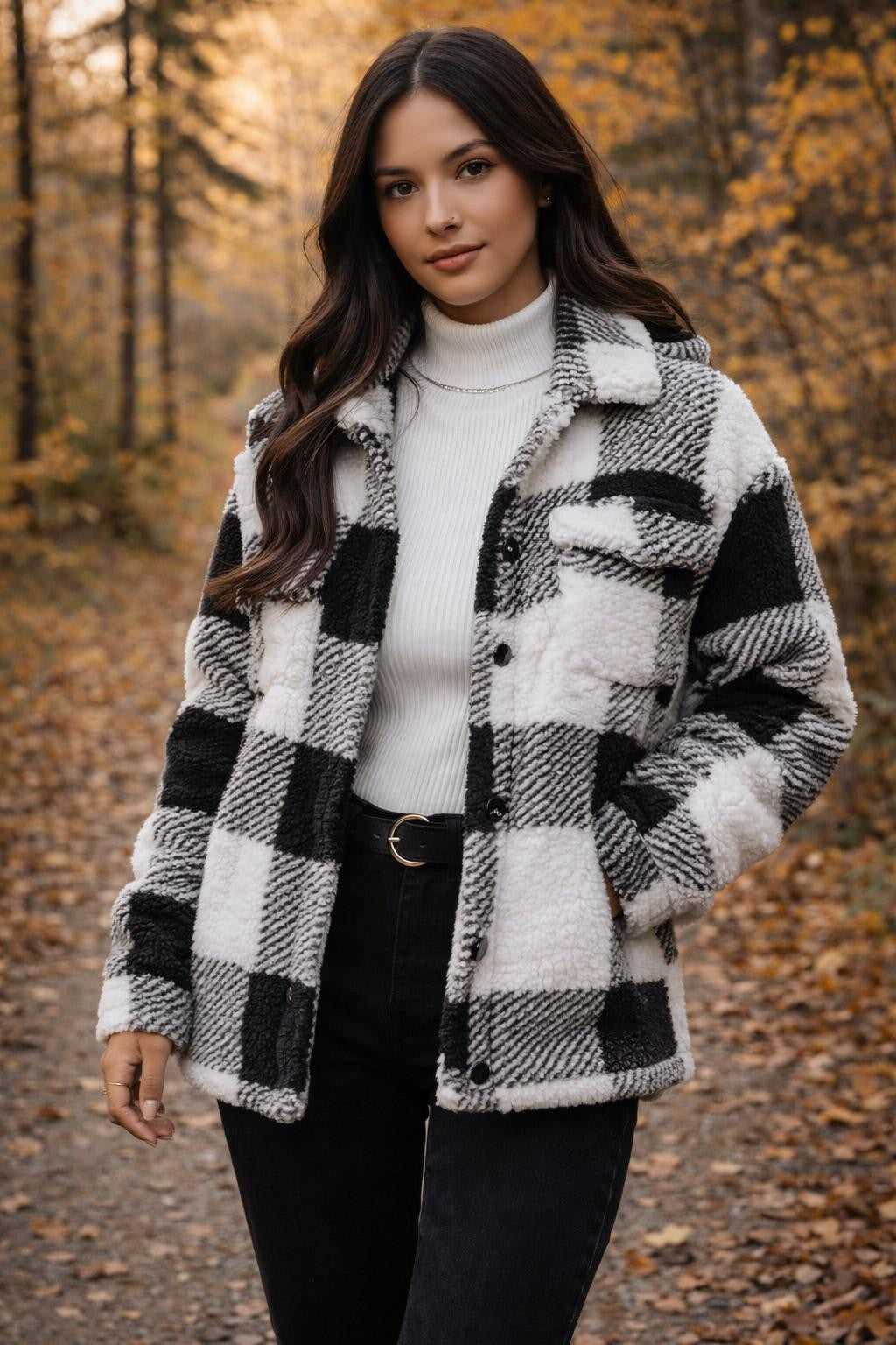 Casual Checked Collar Jacket - lifestyle 2