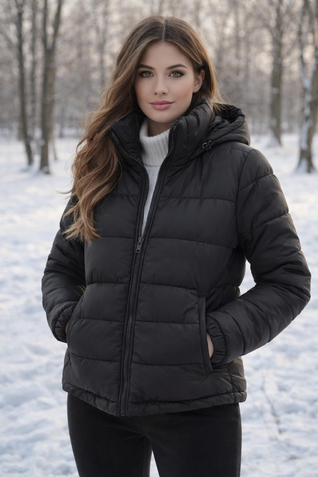 Quilted Winter Jacket with Full Zipper - lifestyle 2