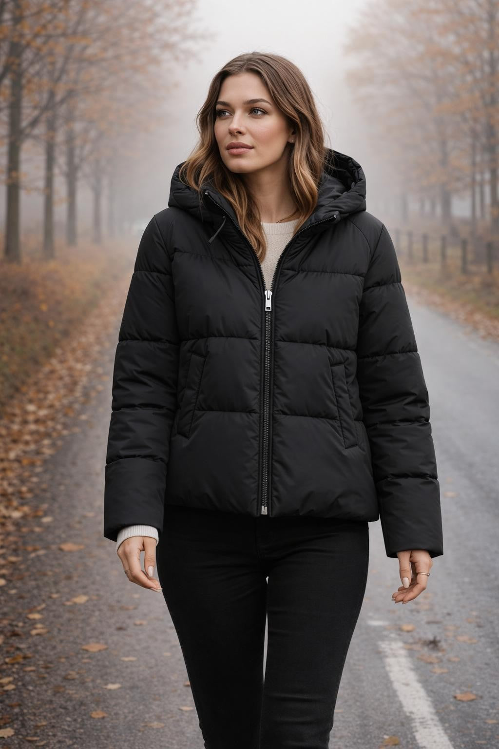 Padded Zip-Up Hoodie Jacket - lifestyle 2