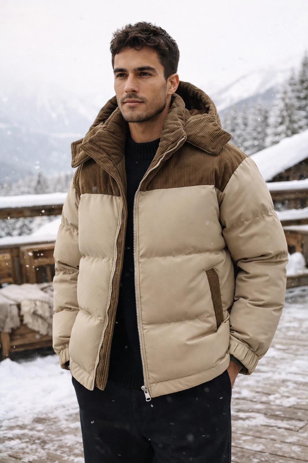 Men's Slim Fit Hooded Puffer Jacket - lifestyle 2