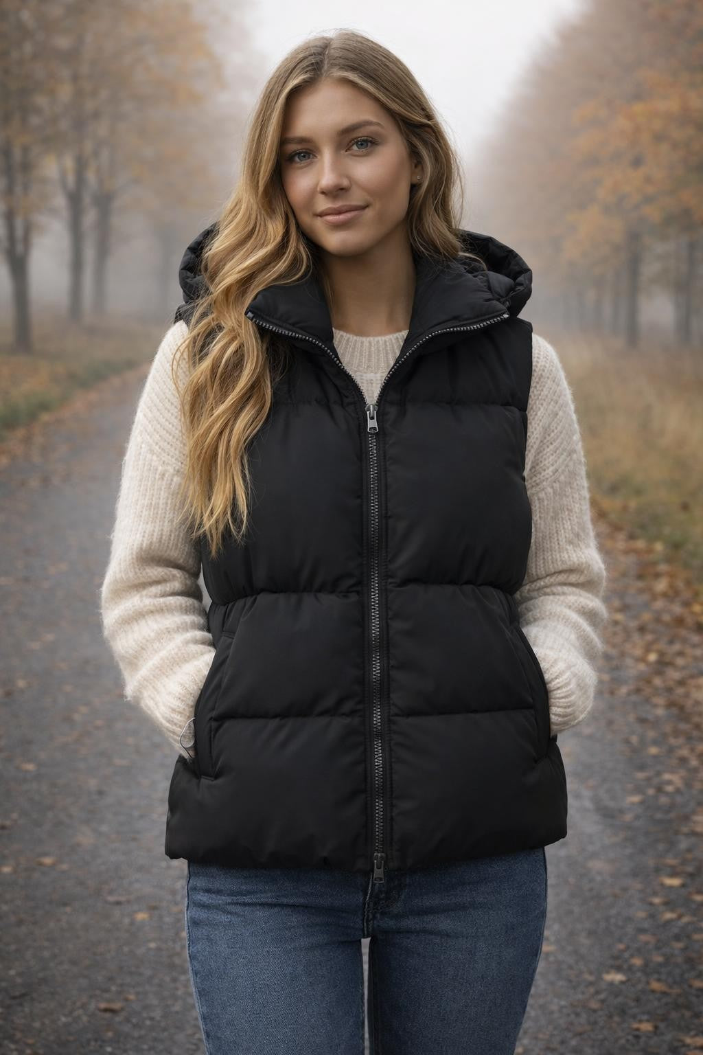 Quilted Stand Collar Sleeveless Vest - lifestyle 2