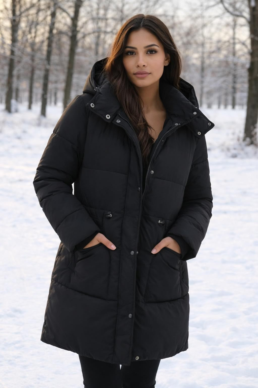 Quilted Black Casual Winter Jacket - lifestyle 2
