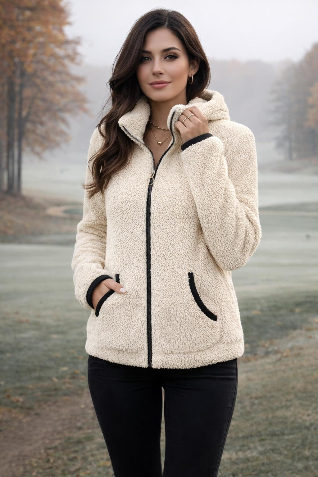 Plush Colorblock Zip-Up Jacket - lifestyle 2