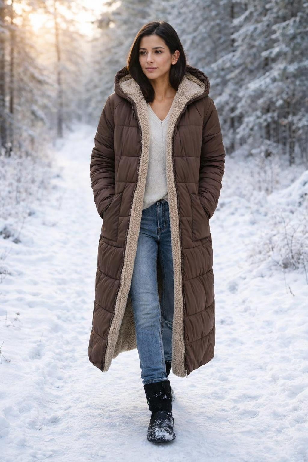 Reversible Fleece-Lined Long Coat - lifestyle 2