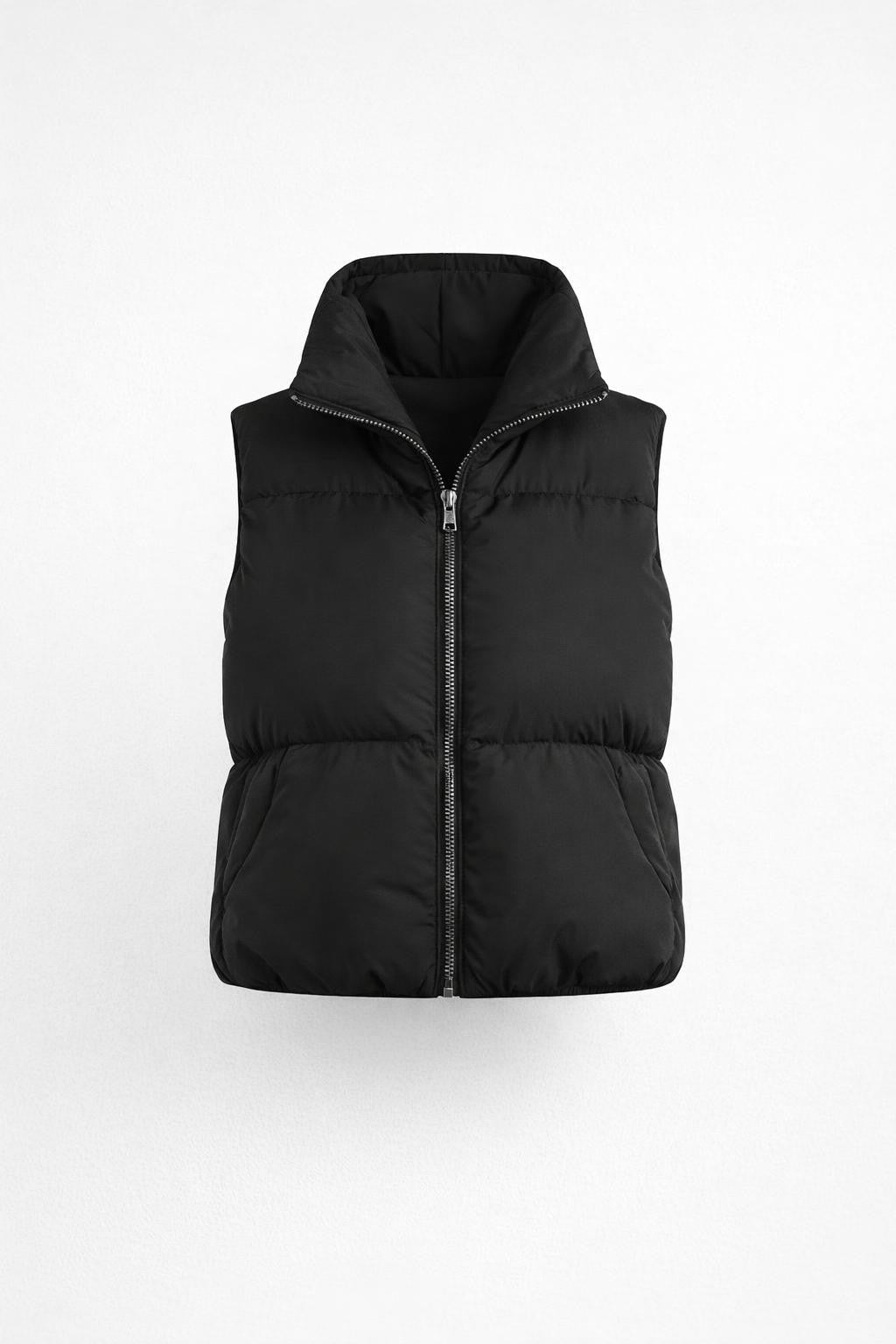 Quilted Stand Collar Sleeveless Vest - product
