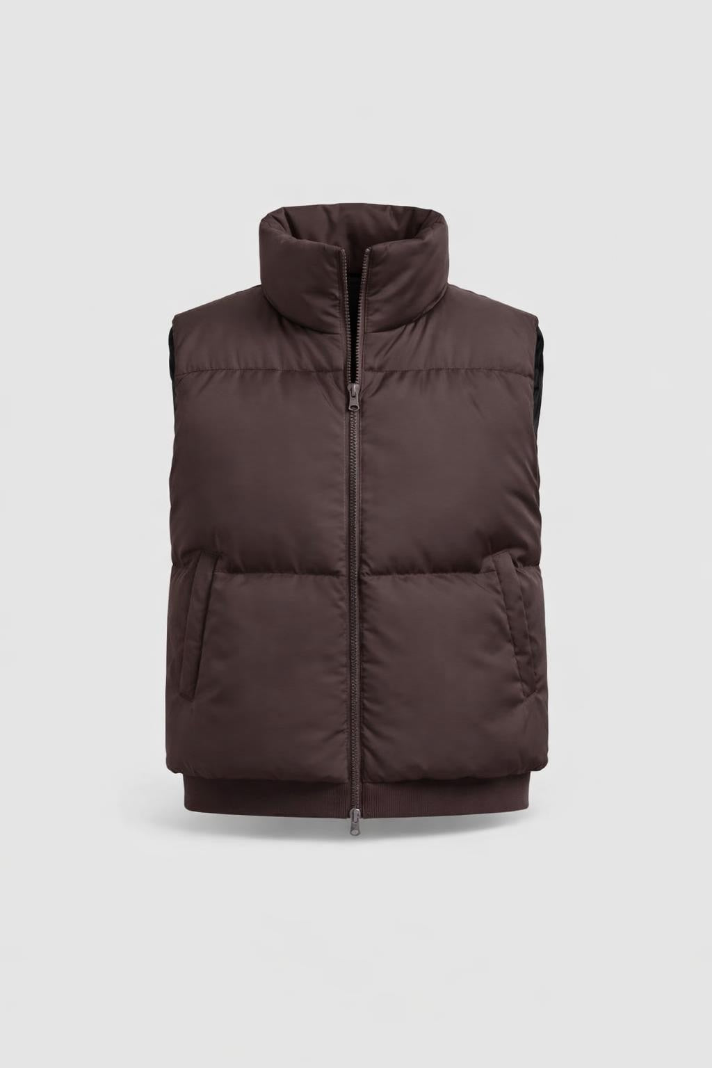 Brown Zip-Up Casual Vest - product
