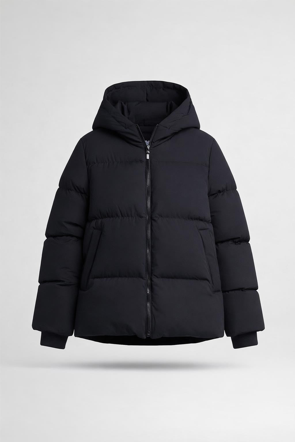 Geometric Zip-Up Hooded Casual Jacket - product