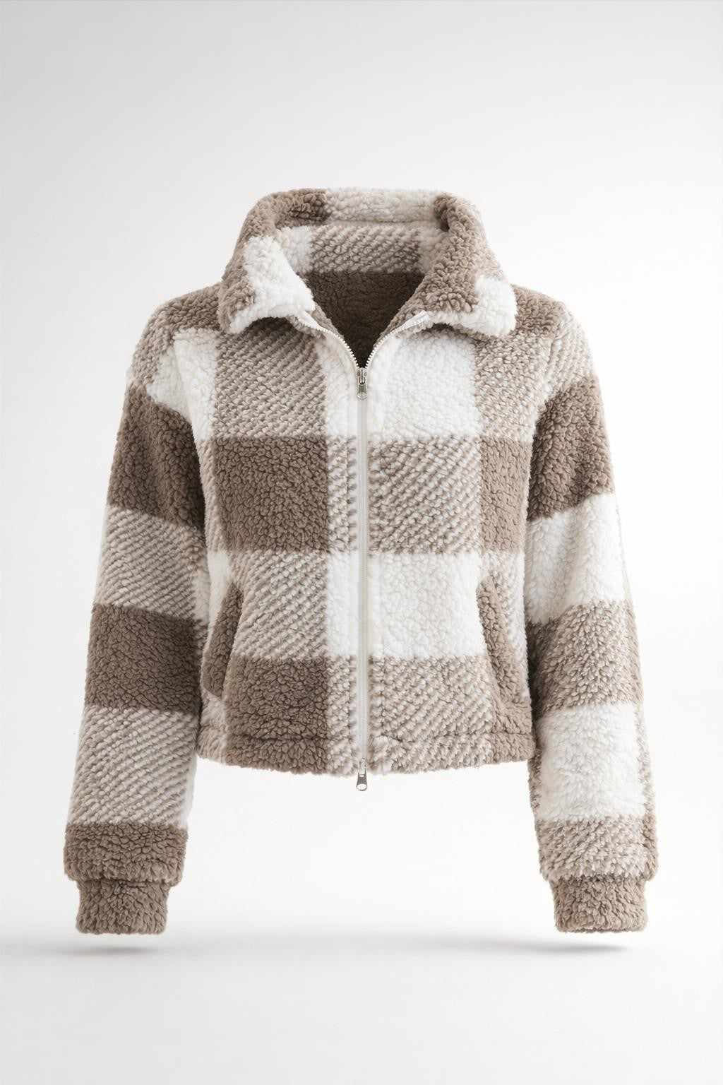 Plaid Zip-Up Strapless Jacket - product