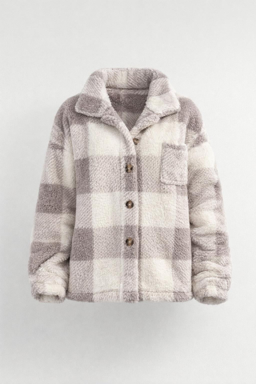 Buffalo Check Faux Fur Coat - product