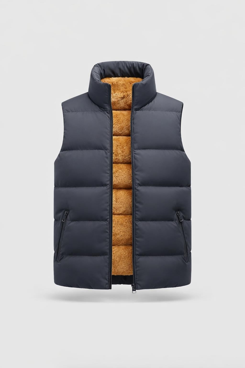 Men's Thick Sleeveless Vest with Stand Collar - product