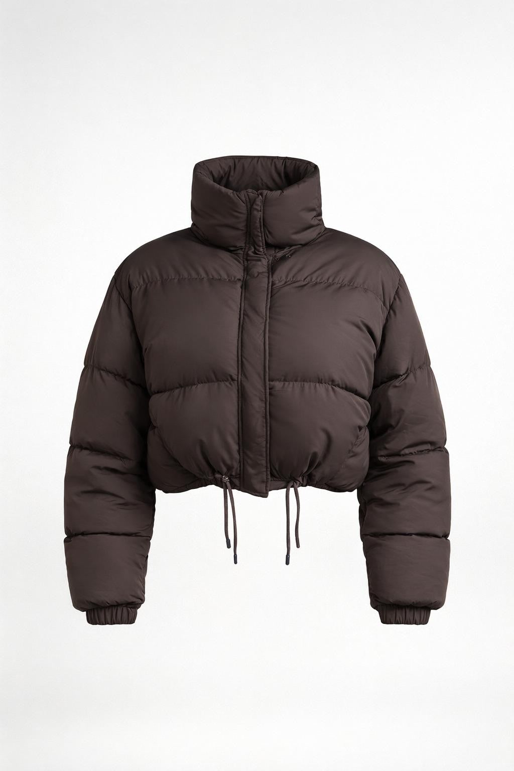 Brown Puffer Jacket with Sleek Design - product