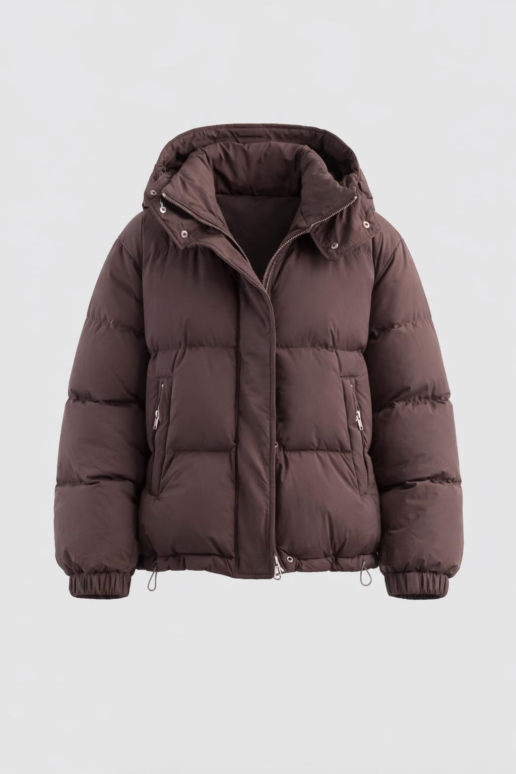 Coffee-Tone Quilted Relaxed Jacket - product